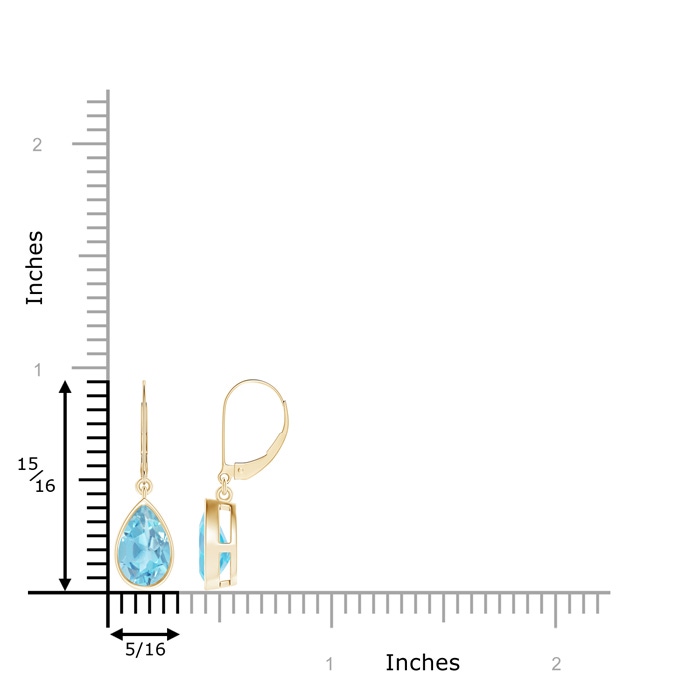 9x6mm A Bezel-Set Pear Swiss Blue Topaz Leverback Drop Earrings in Yellow Gold product image