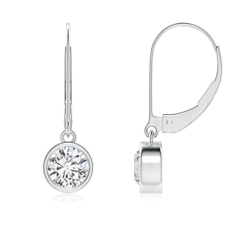 Bezel-Set Round Diamond Leverback Drop Earrings