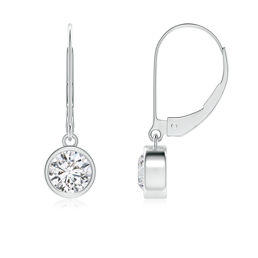 5.1mm HSI2 Bezel-Set Round Diamond Leverback Drop Earrings in White Gold