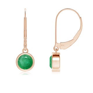 5mm A Bezel-Set Round Emerald Leverback Drop Earrings in Rose Gold