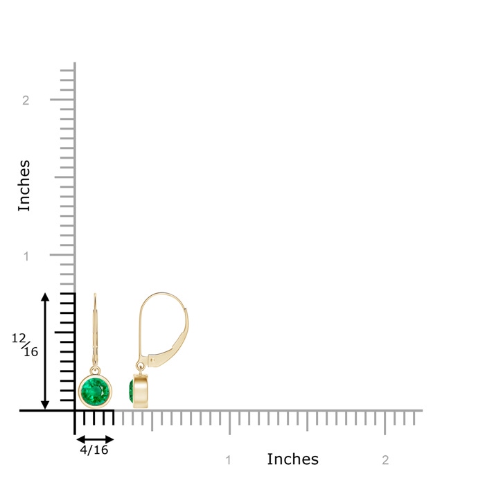 5mm AAA Bezel-Set Round Emerald Leverback Drop Earrings in Yellow Gold Product Image