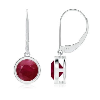7mm A Bezel-Set Round Ruby Leverback Drop Earrings in P950 Platinum