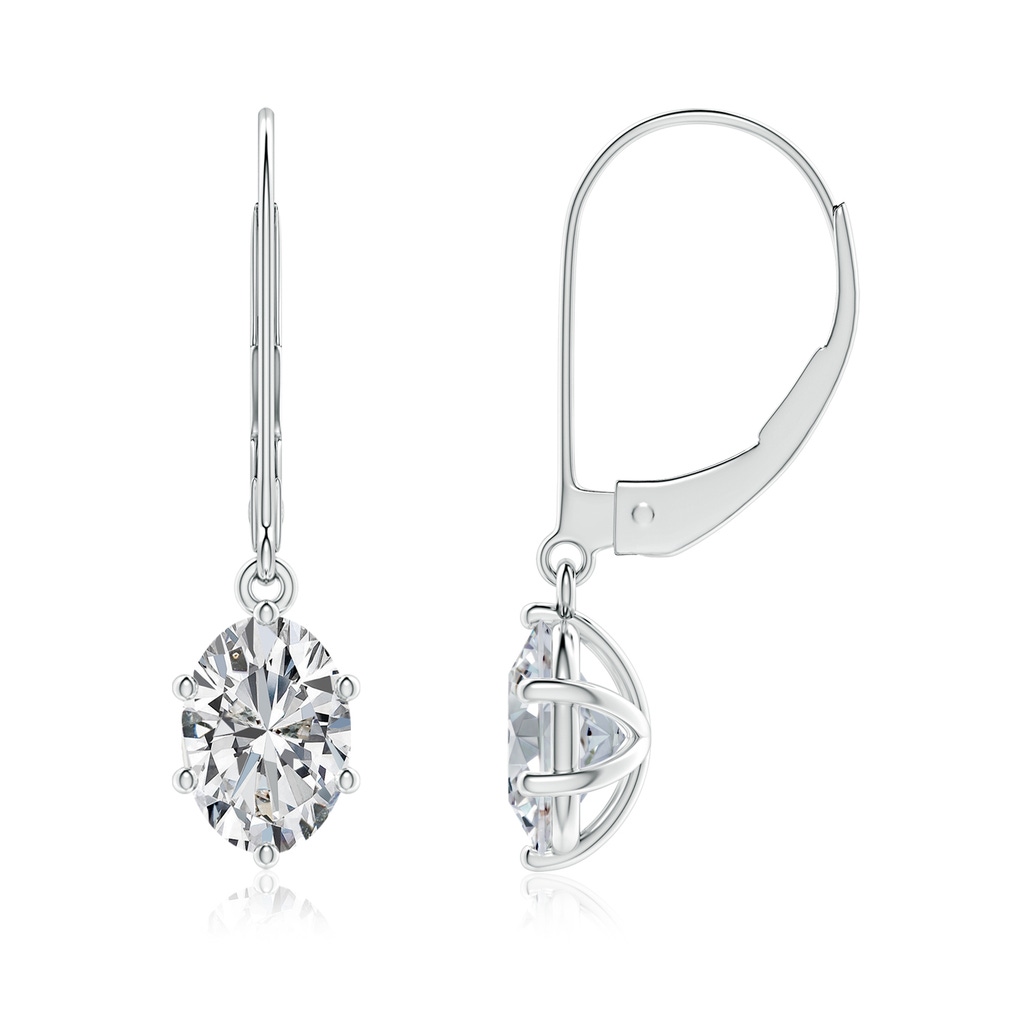 7.3x5.2mm HSI2 Oval Diamond Leverback Drop Earrings in White Gold