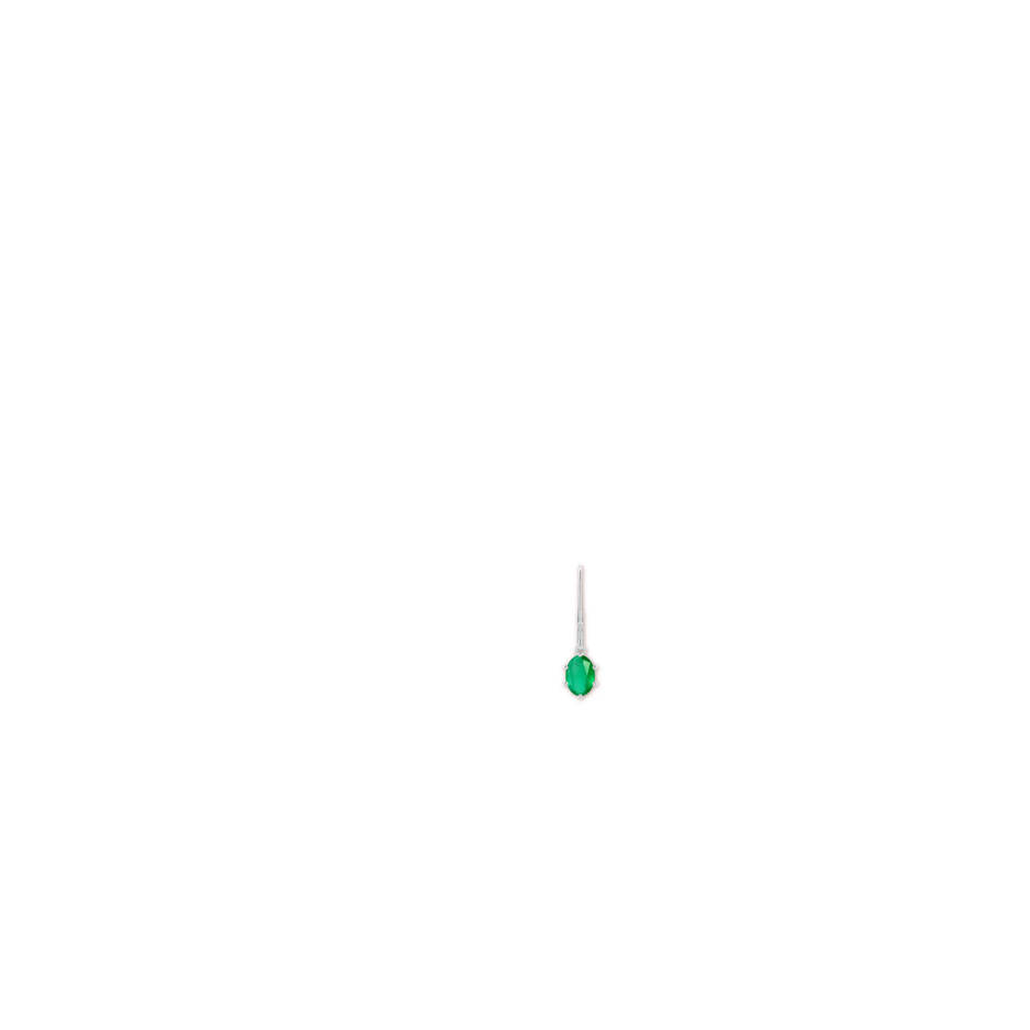 7x5mm A Oval Emerald Leverback Drop Earrings in P950 Platinum ear