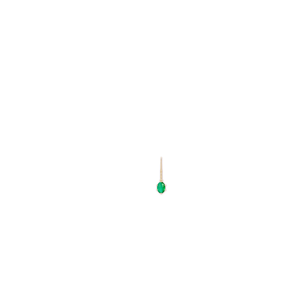 7x5mm A Oval Emerald Leverback Drop Earrings in Yellow Gold ear