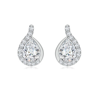 7.7x5.7mm GVS2 Pear Diamond Earrings with Swirl Frame in P950 Platinum