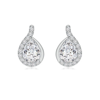 7.7x5.7mm HSI2 Pear Diamond Earrings with Swirl Frame in P950 Platinum