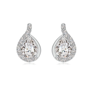 7.7x5.7mm IJI1I2 Pear Diamond Earrings with Swirl Frame in P950 Platinum