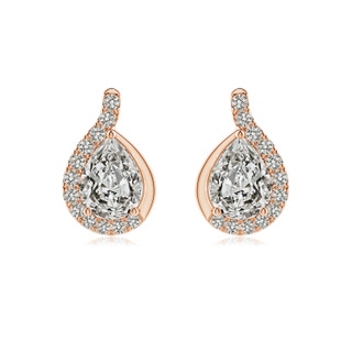 7.7x5.7mm KI3 Pear Diamond Earrings with Swirl Frame in 9K Rose Gold