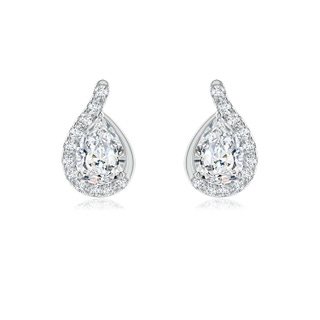 7x5mm GVS2 Pear Diamond Earrings with Swirl Frame in P950 Platinum