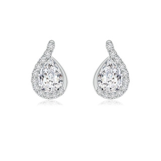 7x5mm HSI2 Pear Diamond Earrings with Swirl Frame in P950 Platinum