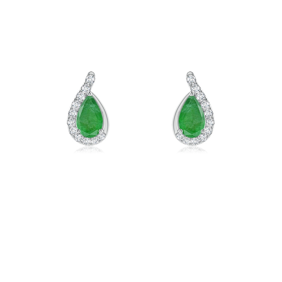 5x3mm A Pear Emerald Earrings with Diamond Swirl Frame in P950 Platinum 