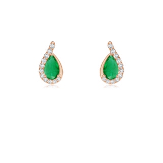 5x3mm AA Pear Emerald Earrings with Diamond Swirl Frame in 10K Rose Gold