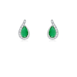 Pear Emerald Solitaire Stud Earrings
