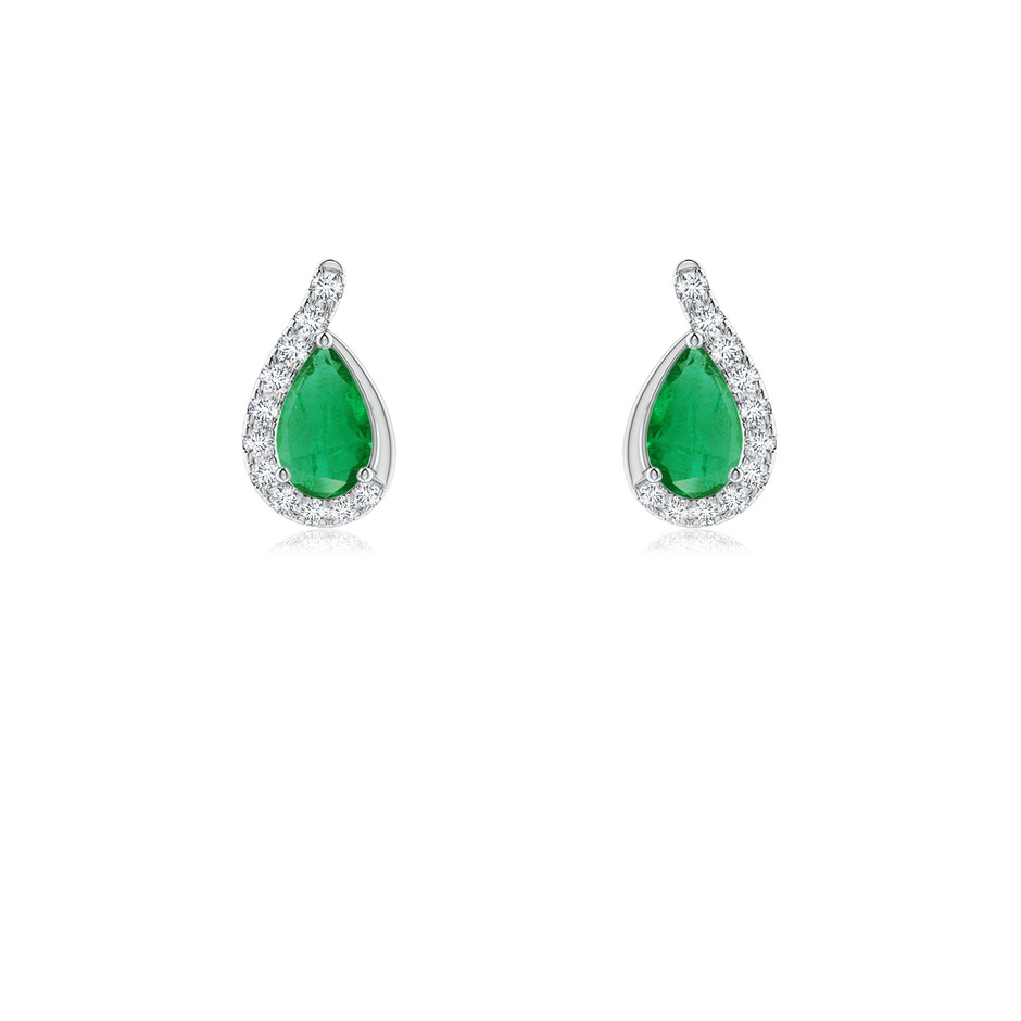 5x3mm AA Pear Emerald Earrings with Diamond Swirl Frame in P950 Platinum 