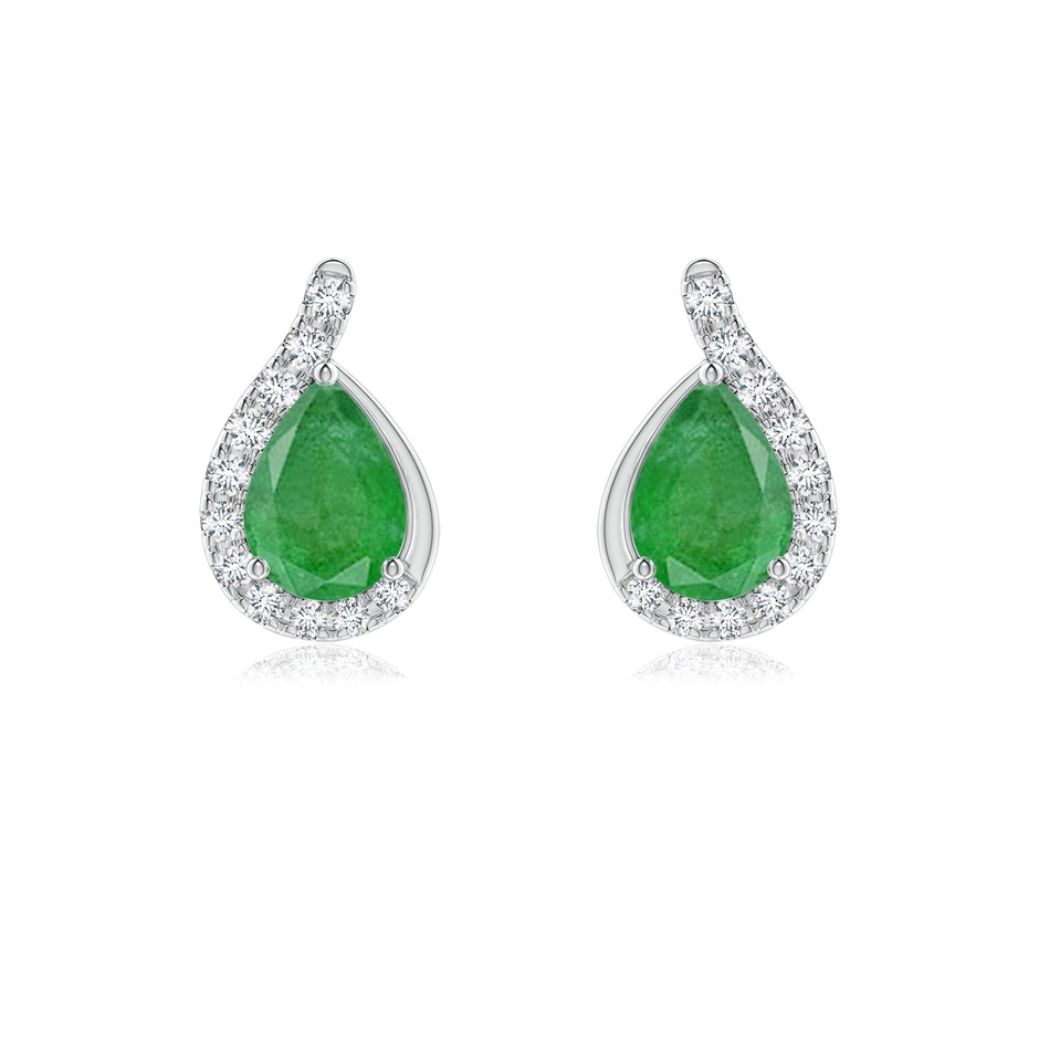 7x5mm A Pear Emerald Earrings with Diamond Swirl Frame in P950 Platinum 