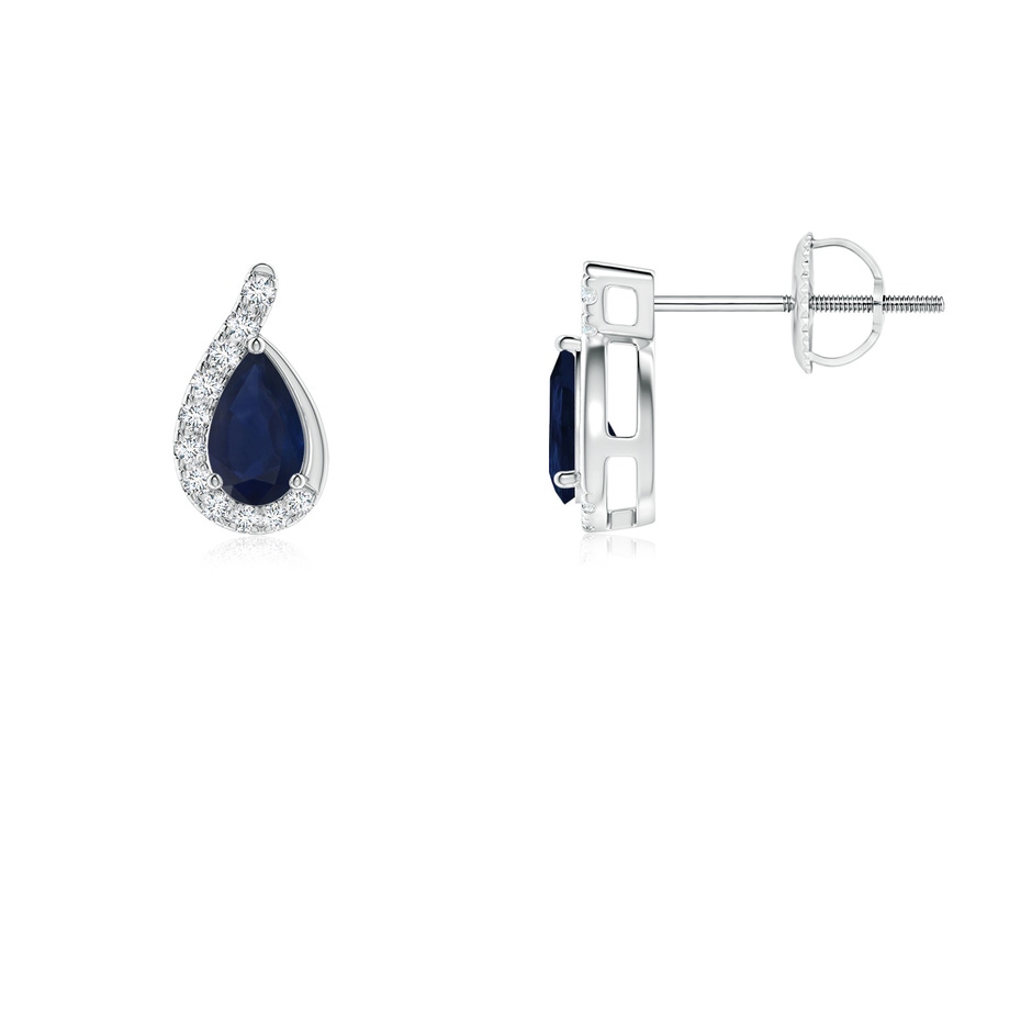 5x3mm A Pear Blue Sapphire Earrings with Diamond Swirl Frame in P950 Platinum side 199