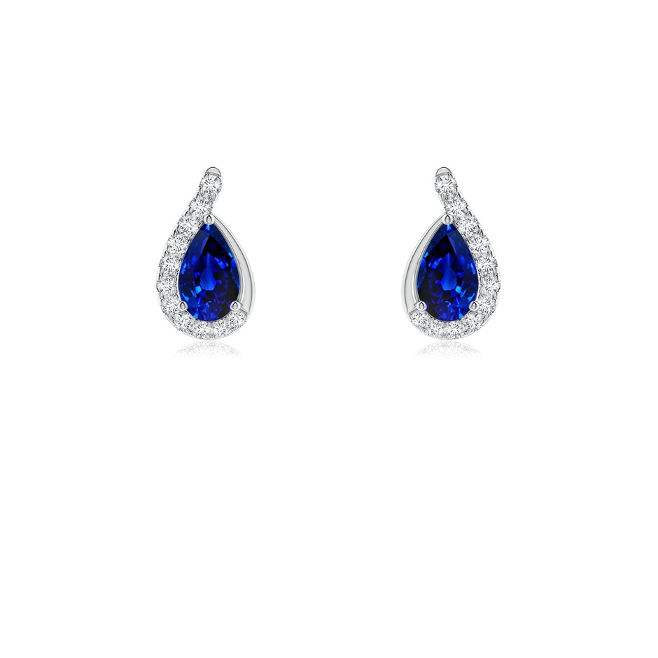 5x3mm AAAA Pear Blue Sapphire Earrings with Diamond Swirl Frame in P950 Platinum 