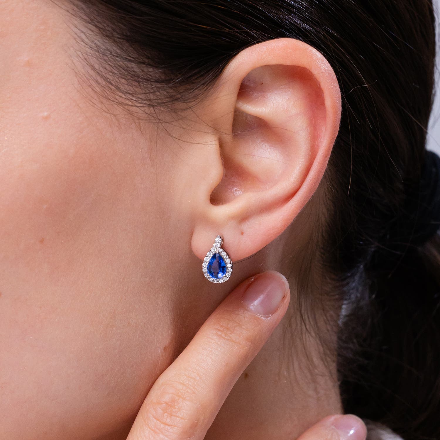 Fashion Pear Cut Blue Sapphire Dangle Earrings