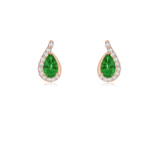 5x3mm AA Pear Tsavorite Earrings with Diamond Swirl Frame in Rose Gold