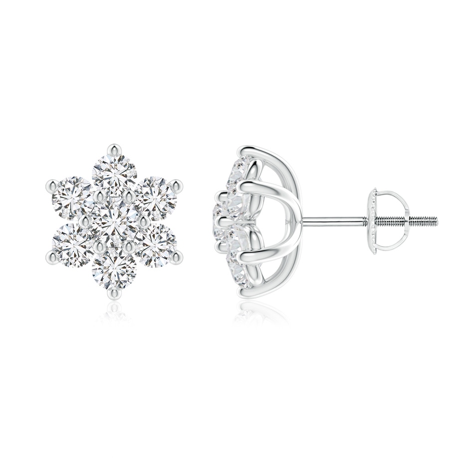 3.1mm HSI2 Six Petal Diamond Flower Stud Earrings in White Gold 