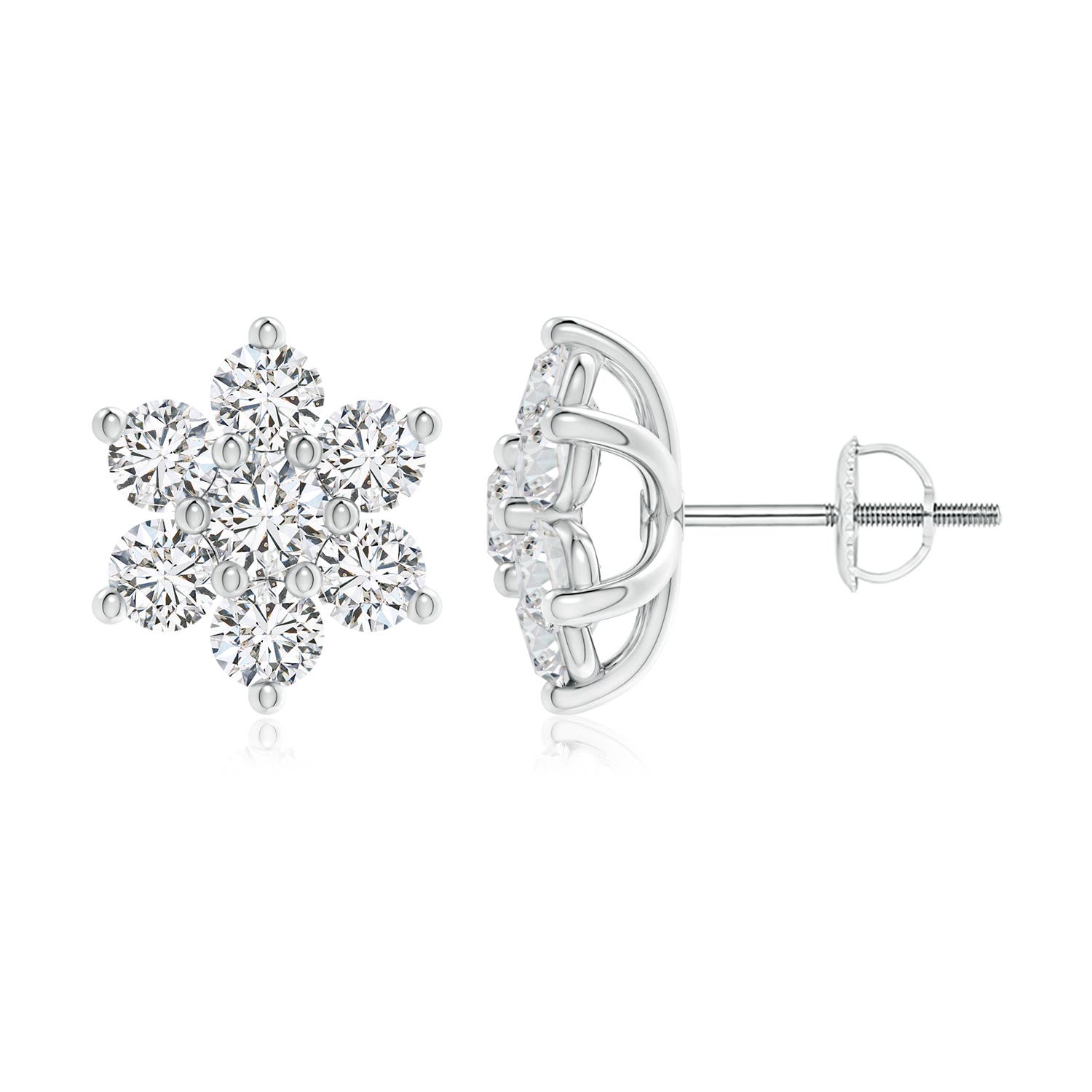 3.6mm HSI2 Six Petal Diamond Flower Stud Earrings in 18CT White Gold