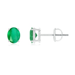 Solitaire Studs Platinum Emerald Earrings