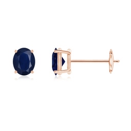 Solitaire Studs Rose Gold Blue Sapphire Earrings