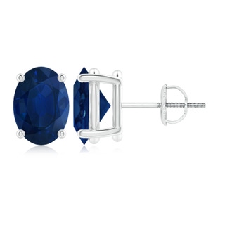 9x7mm AA Prong-Set Solitaire Oval Sapphire Stud Earrings in P950 Platinum