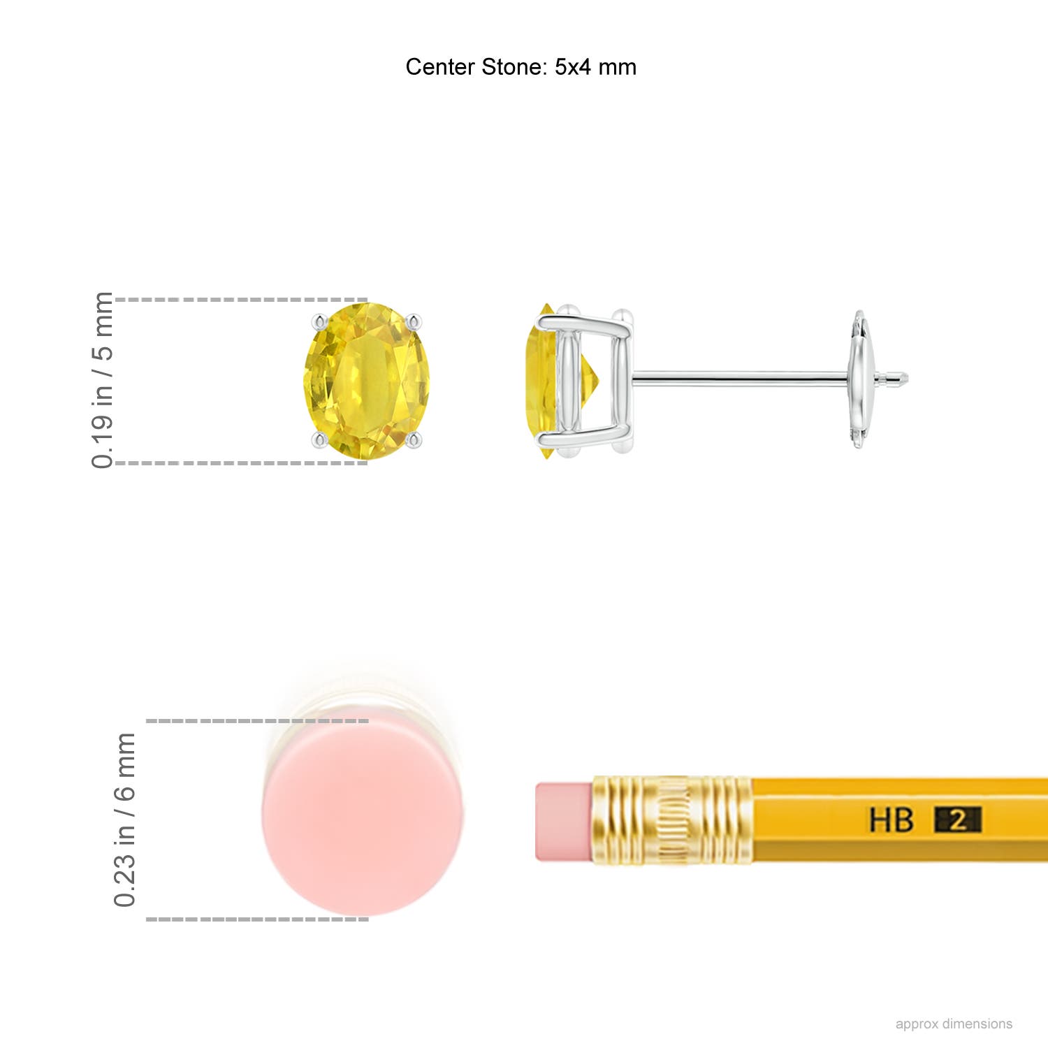 AA - Yellow Sapphire / 0.9 CT / 14 KT White Gold