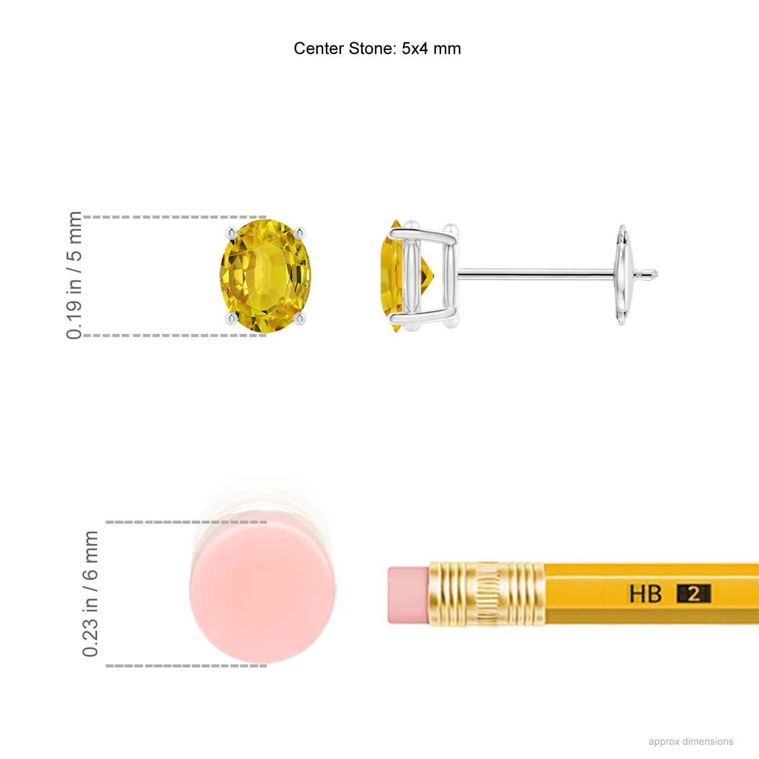 AAAA - Yellow Sapphire / 0.9 CT / 14 KT White Gold