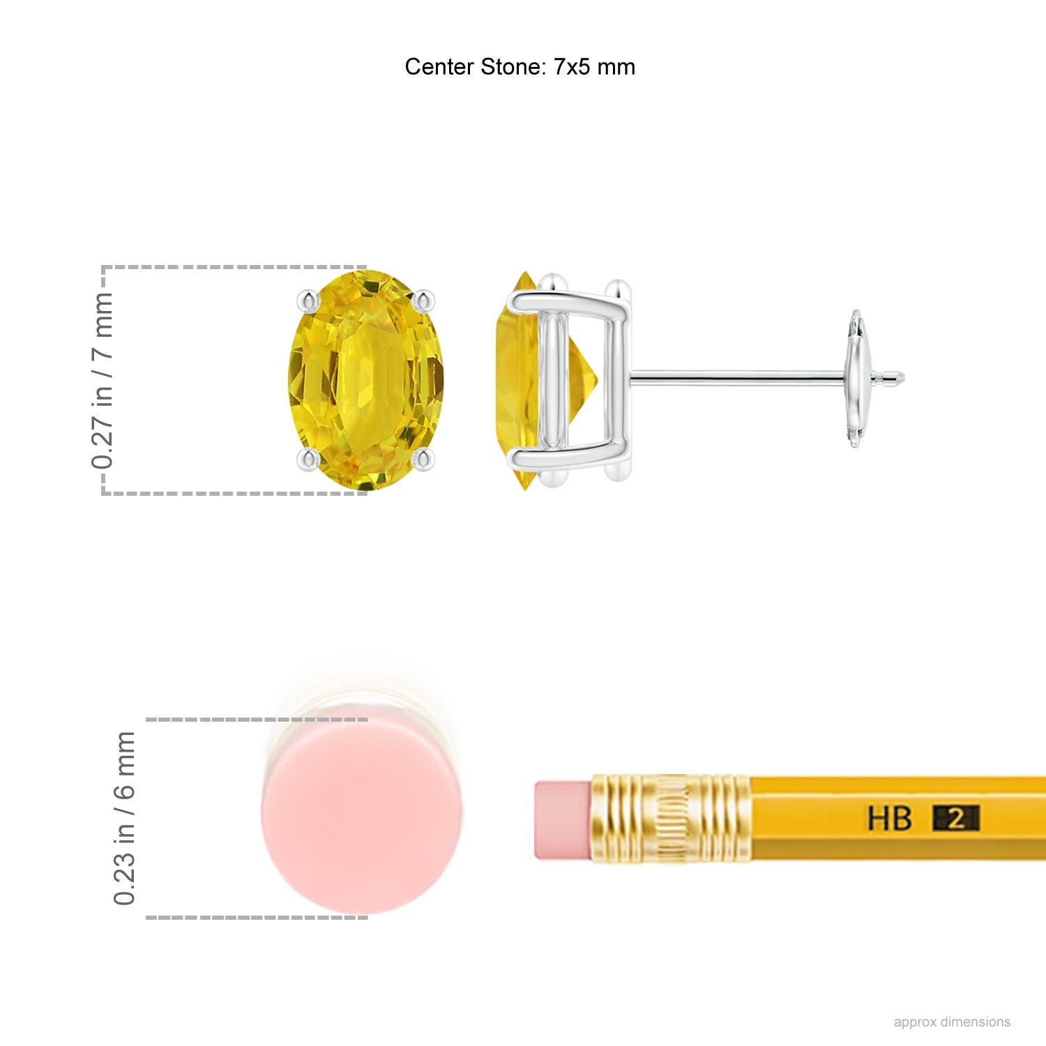 AAA - Yellow Sapphire / 2 CT / 14 KT White Gold