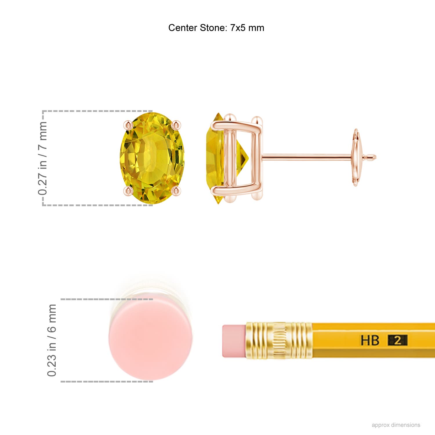 AAAA - Yellow Sapphire / 2 CT / 14 KT Rose Gold