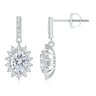 7.3x5.2mm GVS2 Diamond Dangle Earrings with Floral Halo in P950 Platinum