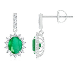 Halo Platinum Emerald Earrings