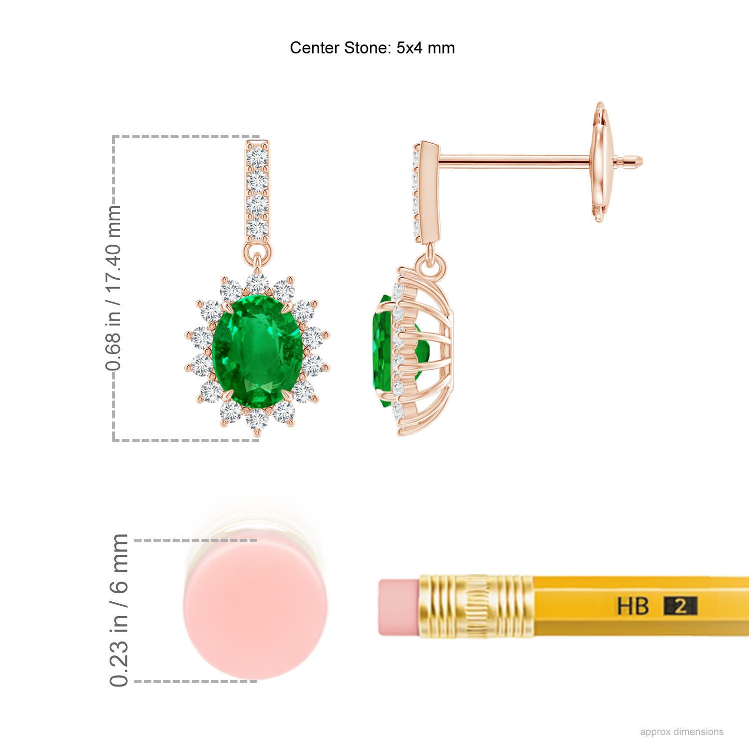 AAAA - Emerald / 0.78 CT / 14 KT Rose Gold