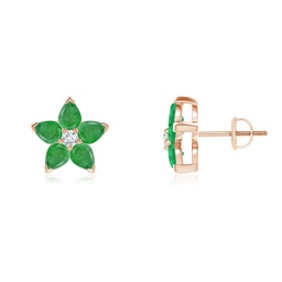 Vintage Inspired Rose Gold Emerald Earrings