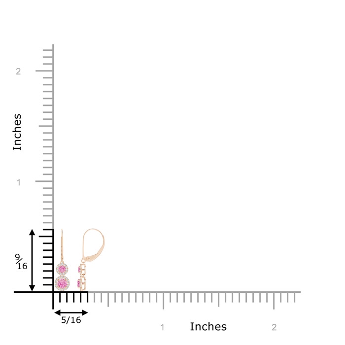 4mm A Two Tier Pink Sapphire Leverback Earrings with Diamond Halo in Rose Gold product image