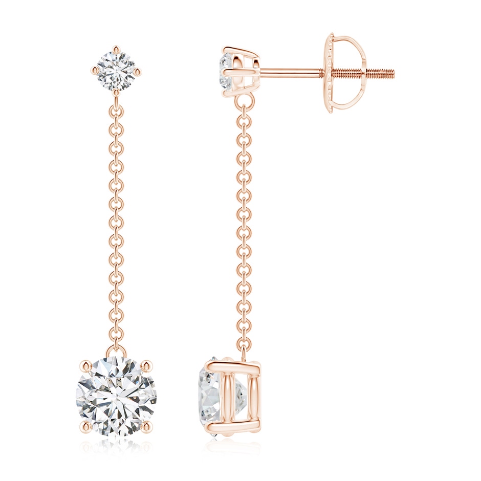 5.7mm HSI2 Yard Chain Diamond Drop Earrings in Rose Gold 