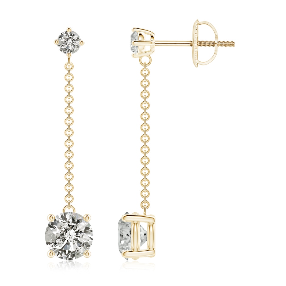5.7mm KI3 Yard Chain Diamond Drop Earrings in Yellow Gold 