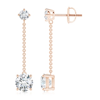 6.2mm GVS2 Yard Chain Diamond Drop Earrings in Rose Gold
