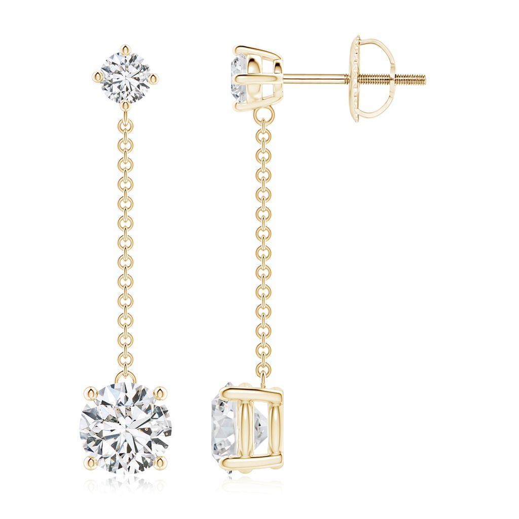 6.2mm HSI2 Yard Chain Diamond Drop Earrings in Yellow Gold