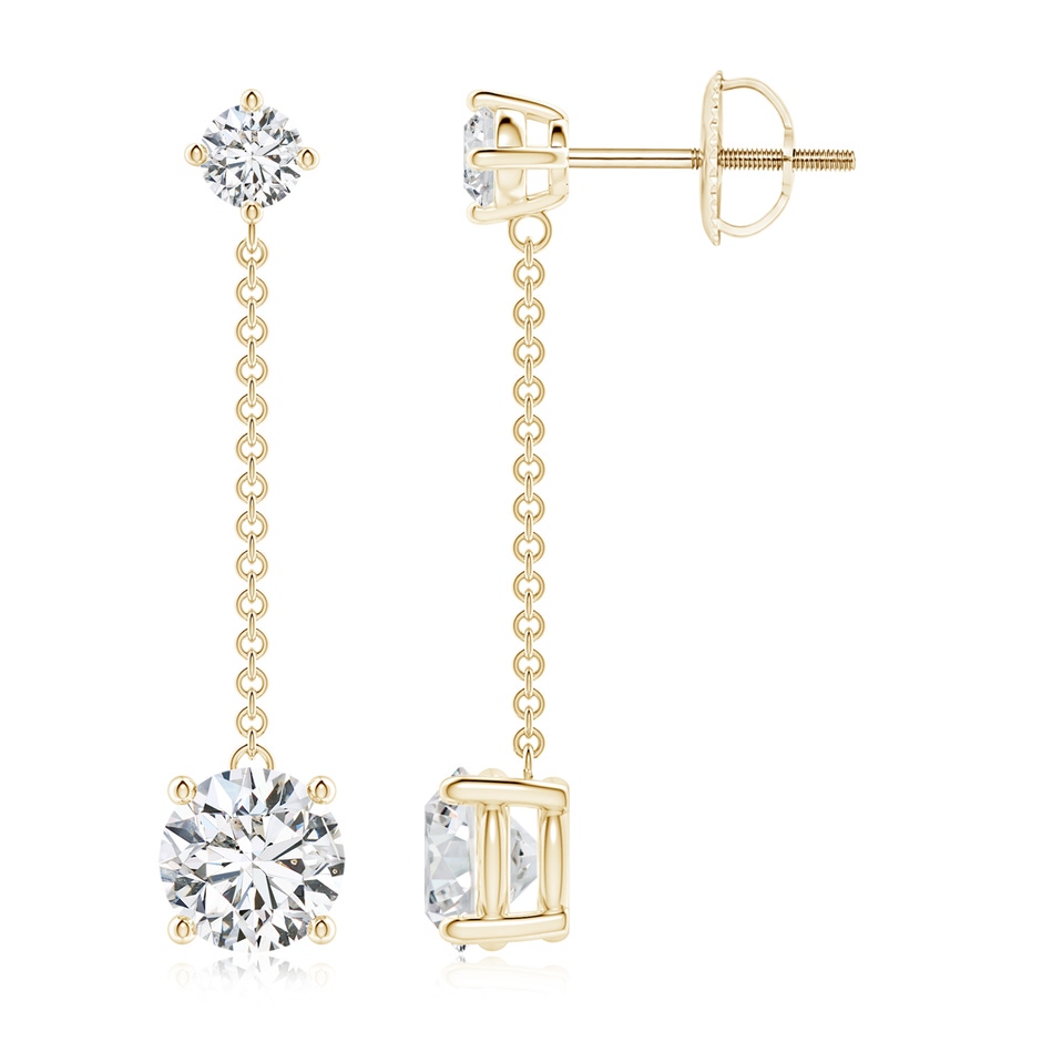 6.2mm HSI2 Yard Chain Diamond Drop Earrings in Yellow Gold 