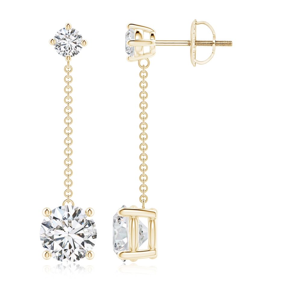 7.2mm HSI2 Yard Chain Diamond Drop Earrings in Yellow Gold 