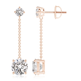 7.2mm IJI1I2 Yard Chain Diamond Drop Earrings in 9K Rose Gold