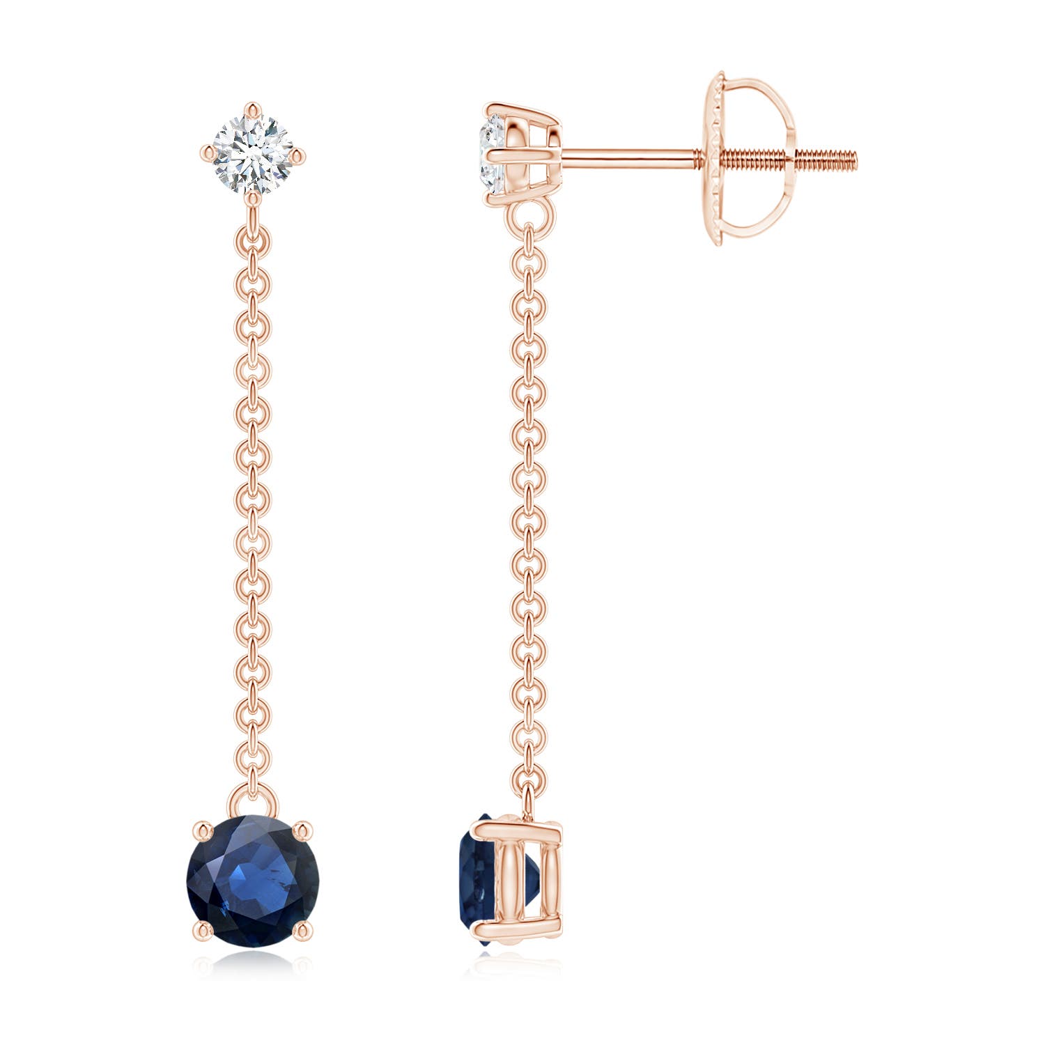 AA - Blue Sapphire / 0.8 CT / 14 KT Rose Gold