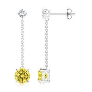 5.7mm AAAA Yard Chain Fancy Intense Yellow Diamond Drop Earrings in P950 Platinum