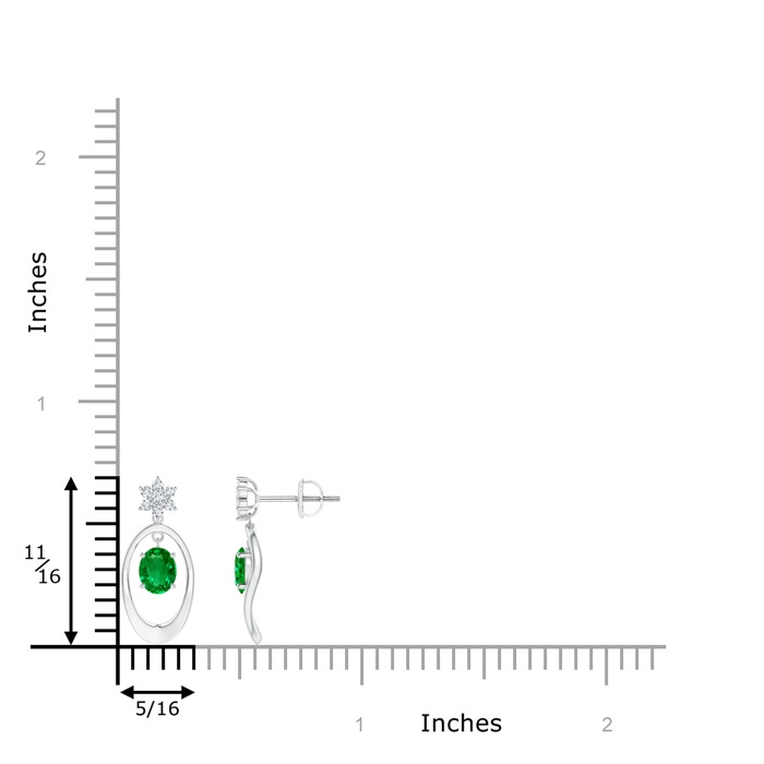 5x4mm Lab-Grown Oval Framed Emerald Earrings with Diamond Floral Accent in White Gold product image