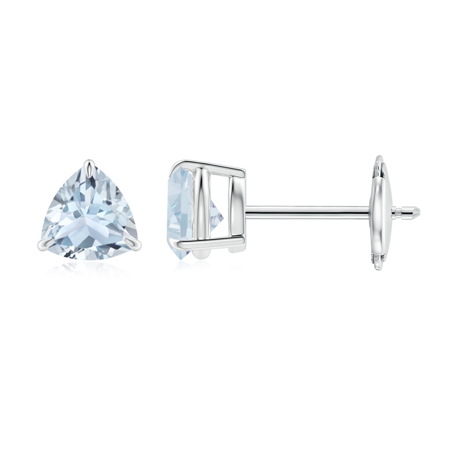 5mm A Claw-Set Trillion Aquamarine Stud Earrings in White Gold 