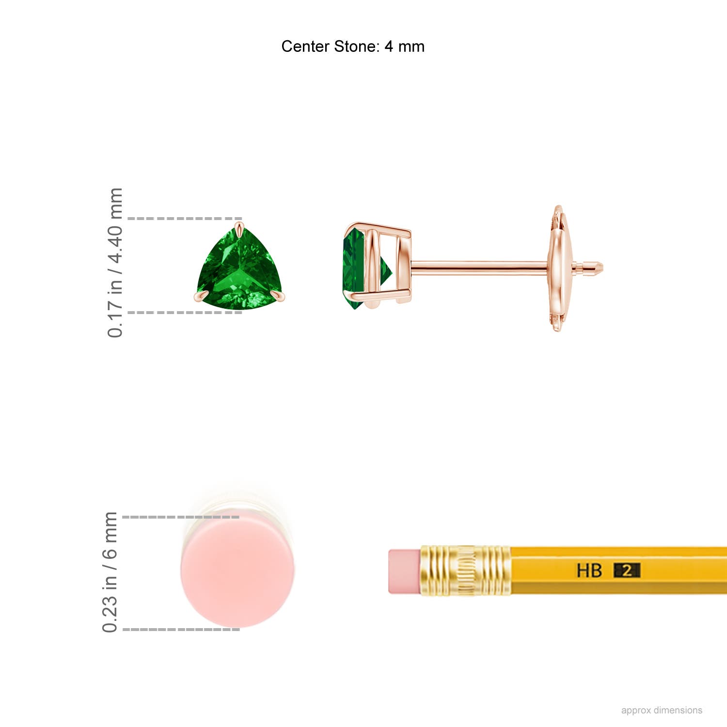 AAAA - Emerald / 0.44 CT / 14 KT Rose Gold